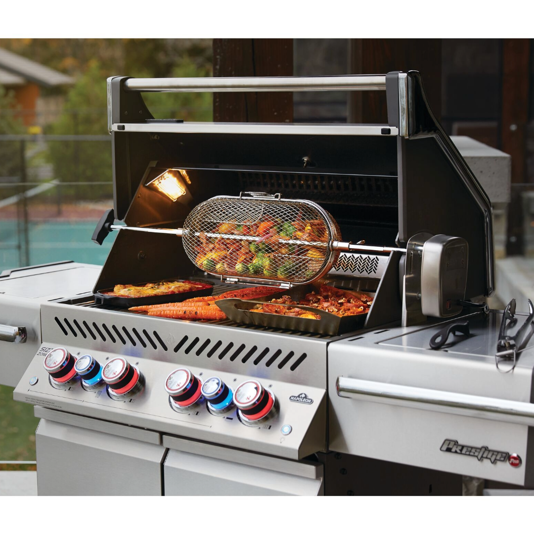 BBQ au gaz propane Prestige Pro 500 RSIB avec brûleurs arrière et latéral infrarouges - Inox