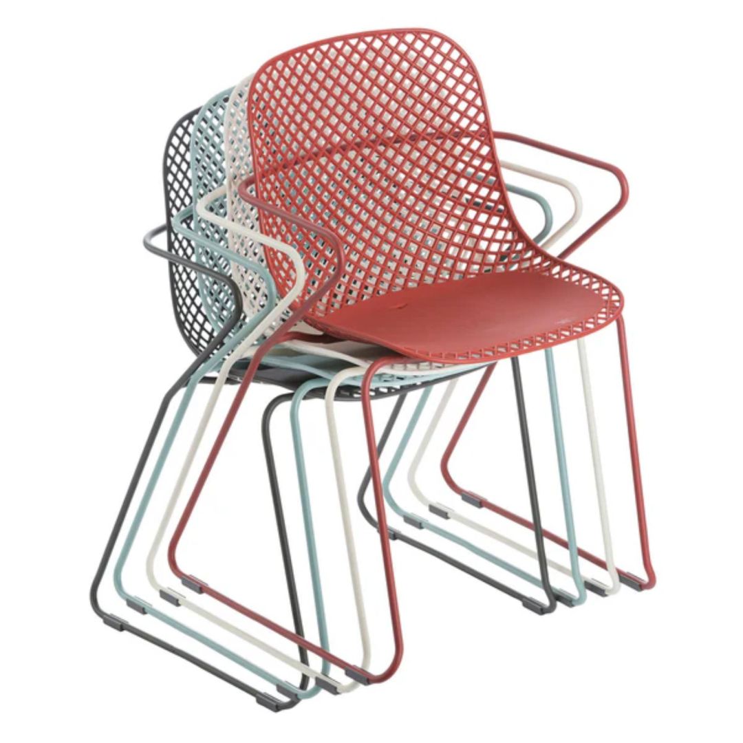 Chaise en métal avec appuis-bras Ramatuelle '73 - Gris pavement
