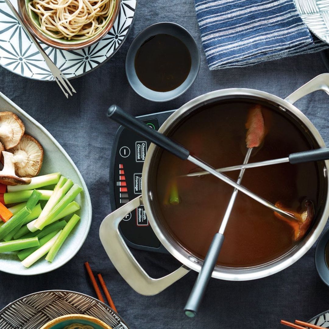Ensemble à fondue électrique en acier inoxydable