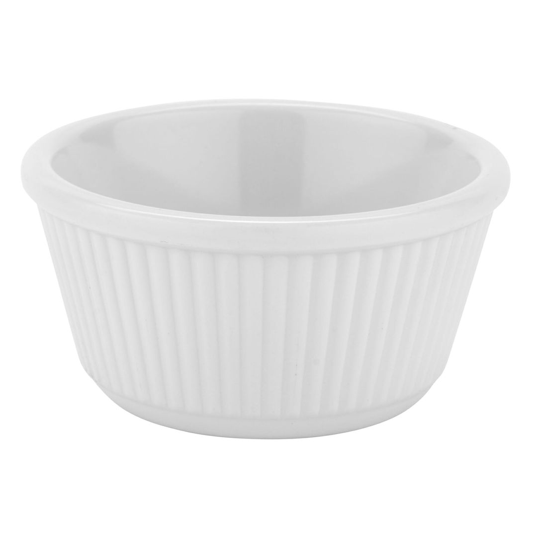 Récipient à condiment en mélamine à cannelures 4 oz - Blanc