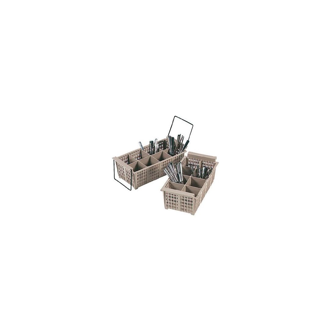 Panier demi-grandeur pour coutellerie à compartiments avec poignées - Beige