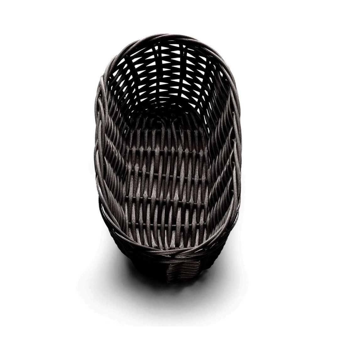 Panier en polypropylène ovale 9" x 3,5" - Noir
