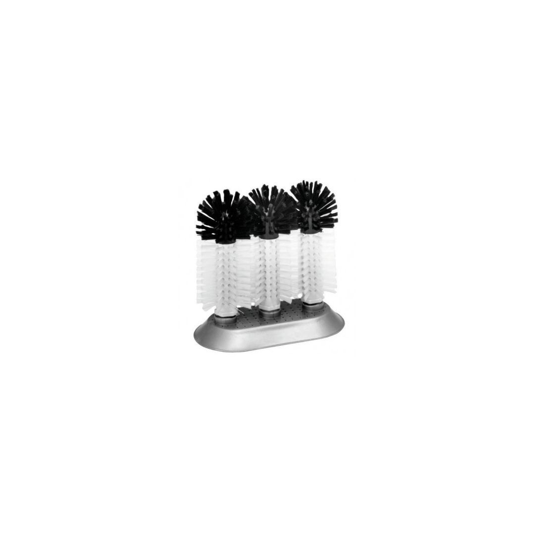 Brosse de nettoyage triple pour verres