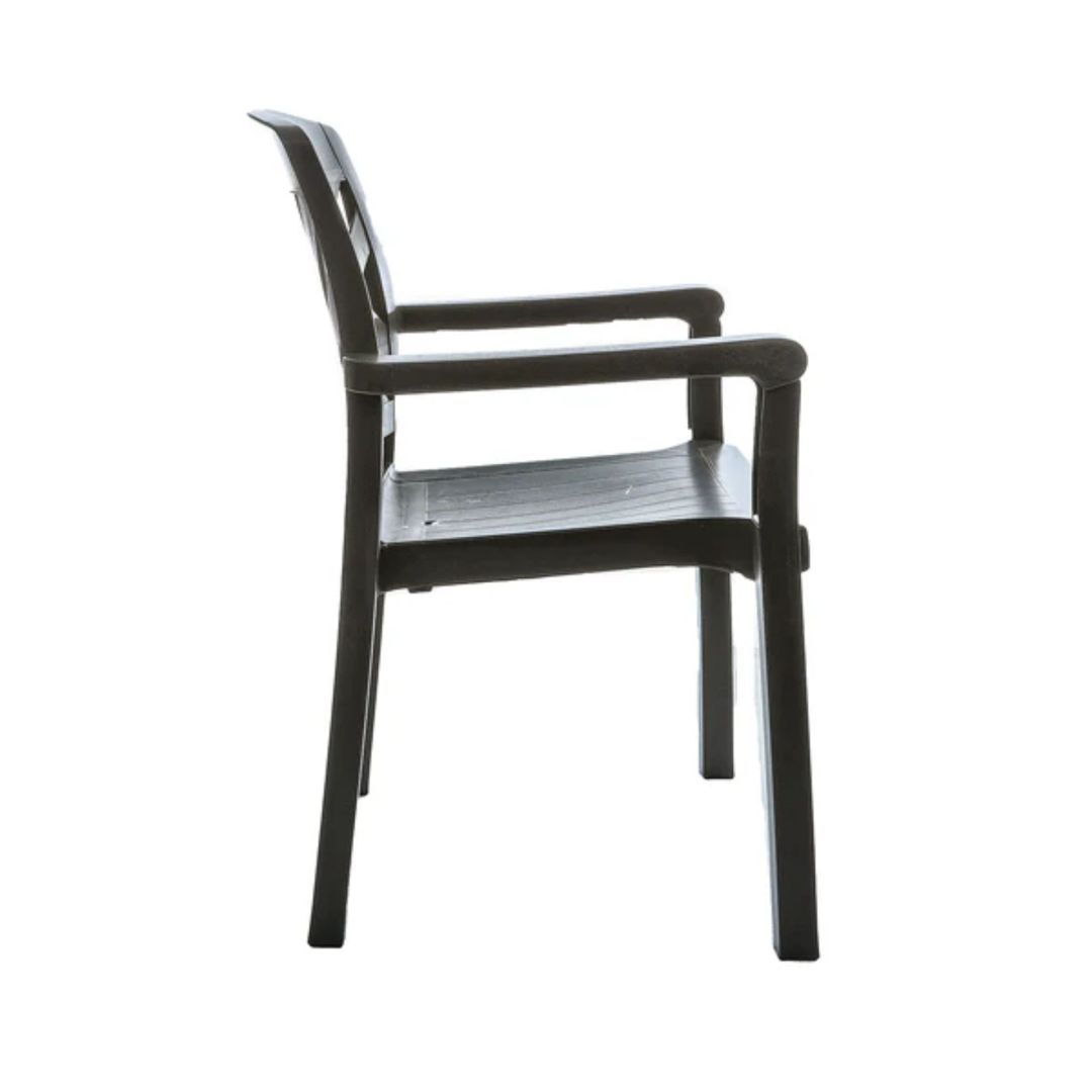 Chaise en résine avec appuis-bras Sanibel - Charbon