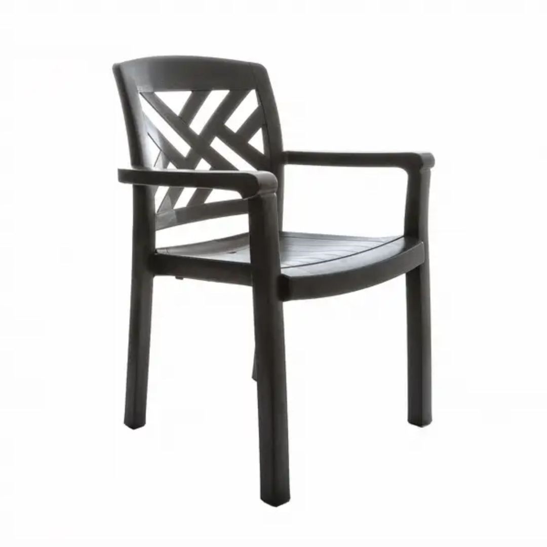 Chaise en résine avec appuis-bras Sanibel - Charbon