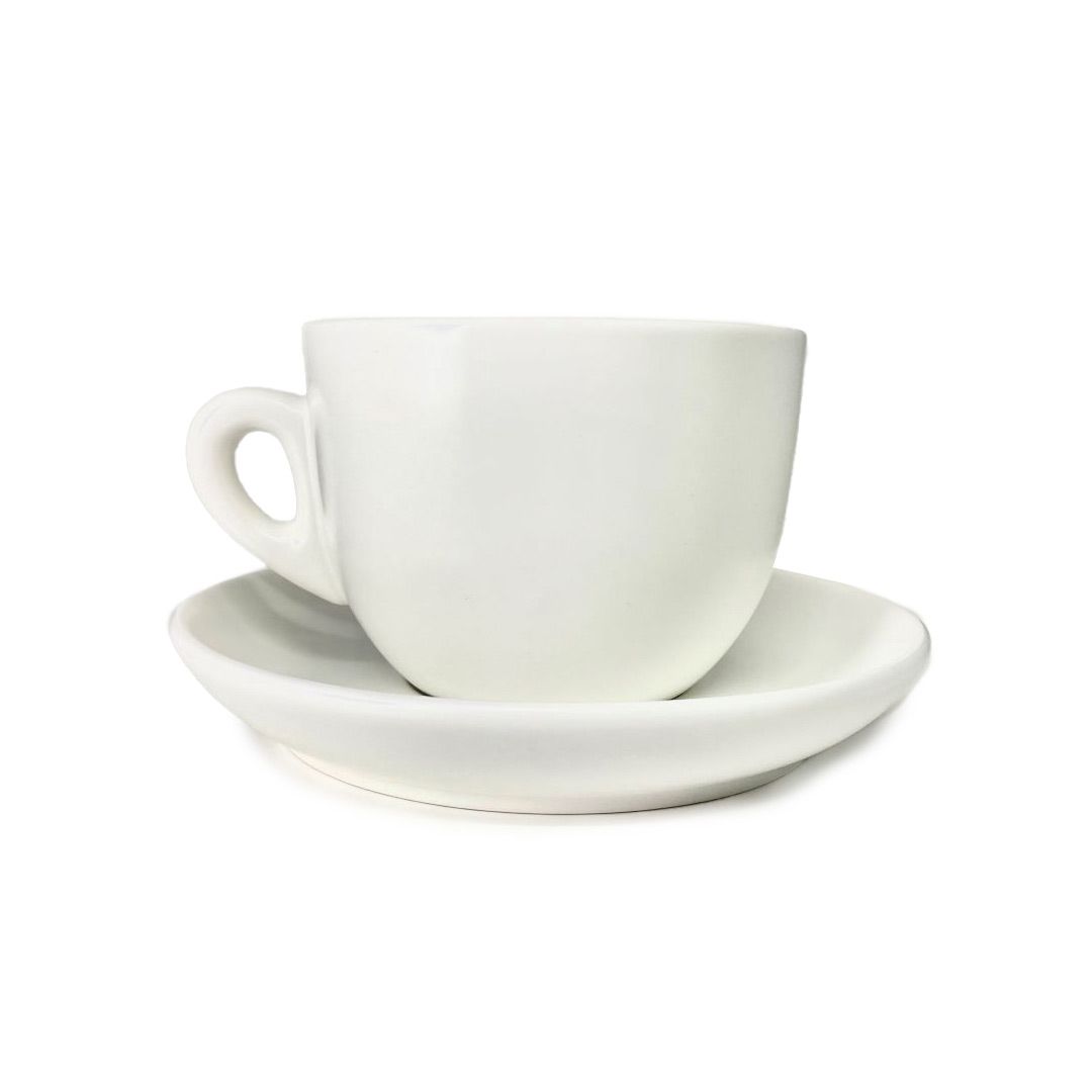 Set of 6 Cappuccino Mug and Saucer 12 oz - White 