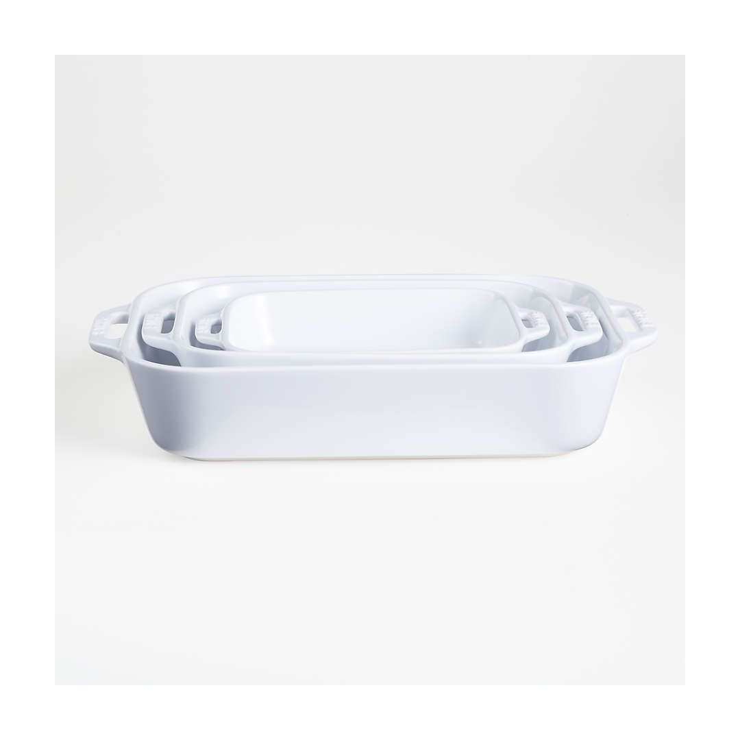 Ensemble de trois plats de cuisson rectangulaires - Blanc