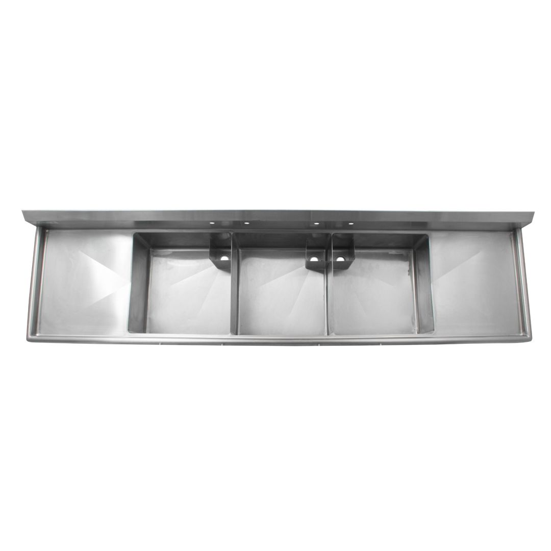 Évier triple 24" x 24" avec 2 égouttoirs (endommagé)