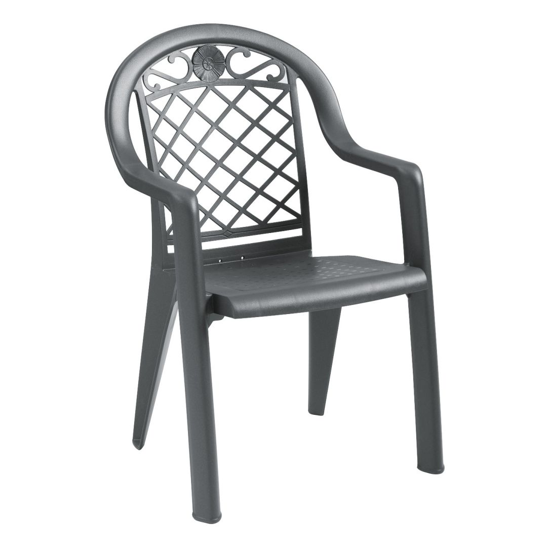 Chaise en résine avec appuis-bras Savannah - Charbon