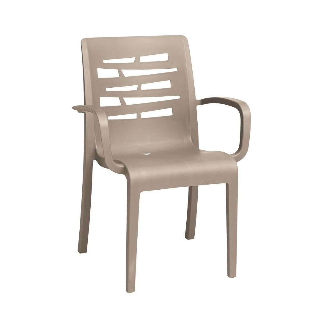 Chaise en résine avec appuis-bras Essenza - Taupe