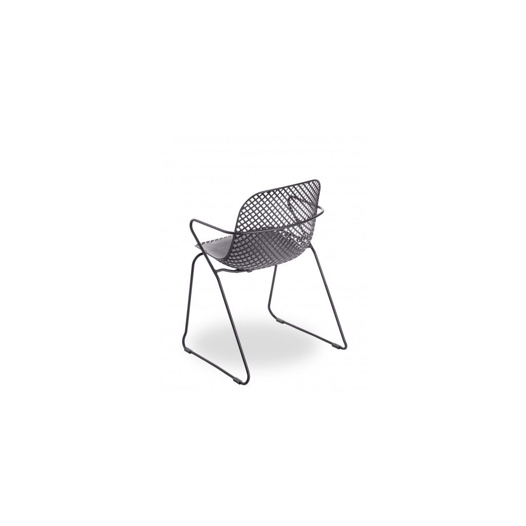 Chaise en métal avec appuis-bras Ramatuelle '73 - Gris pavement