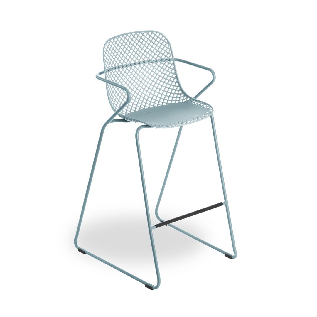 Chaise de bar en métal Ramatuelle '73 - Bleu ether