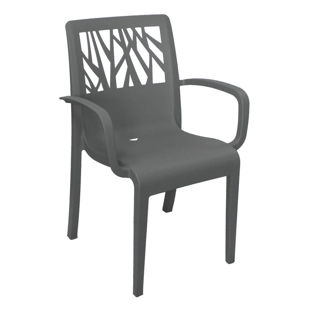 Chaise en résine avec appuis-bras Vegetal - Charbon