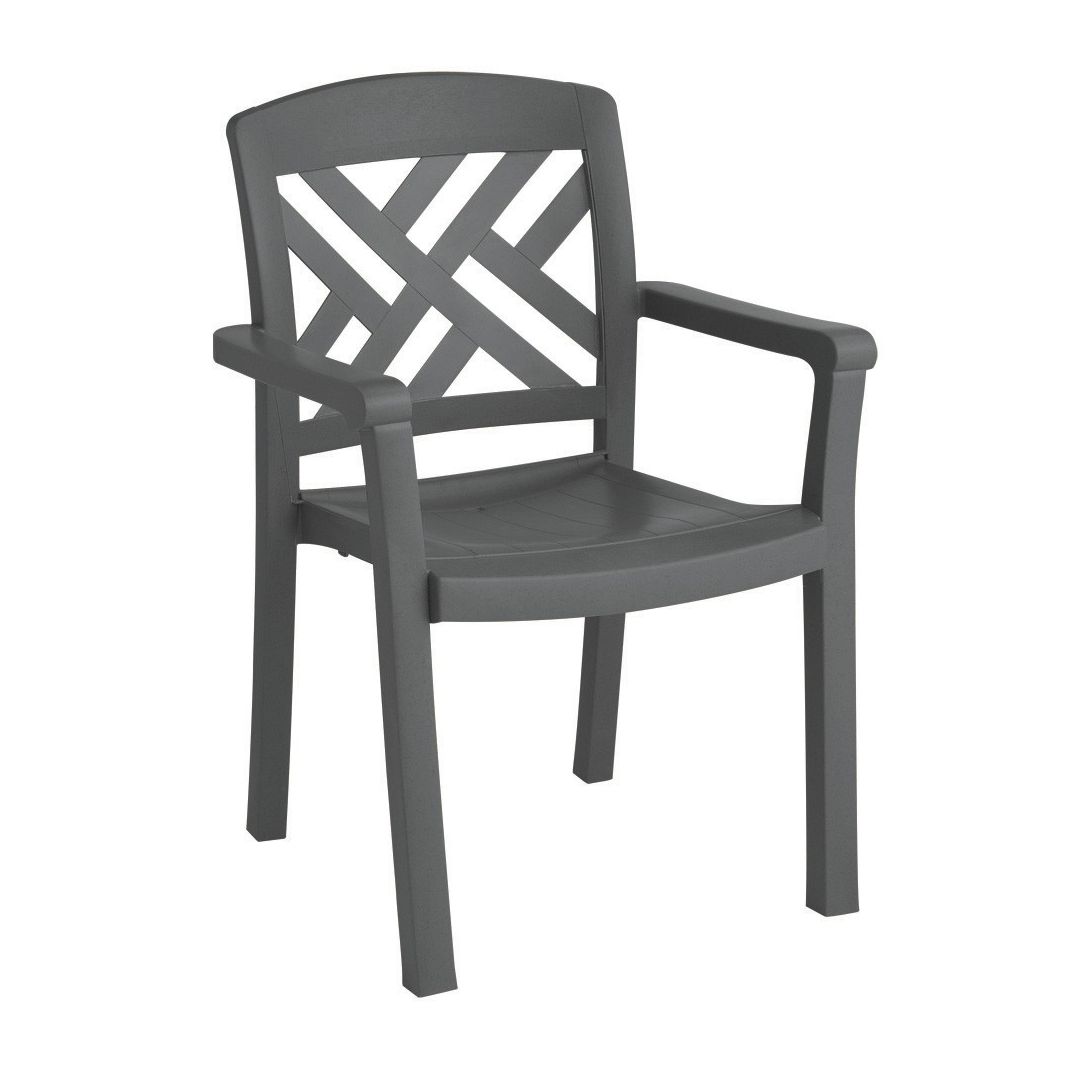 Chaise en résine avec appuis-bras Sanibel - Charbon