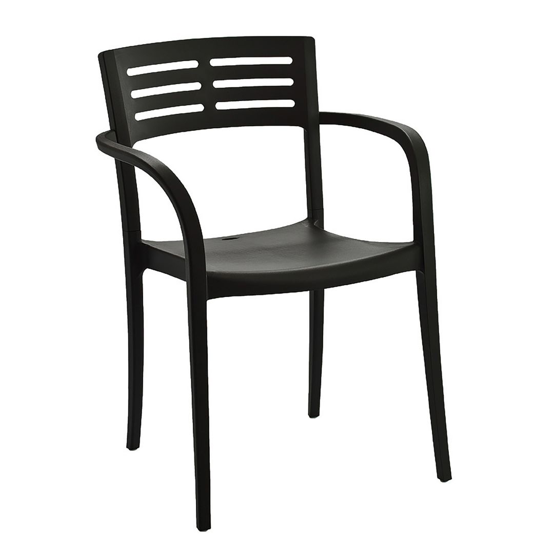 Chaise en résine avec appuis-bras Vogue - Noir