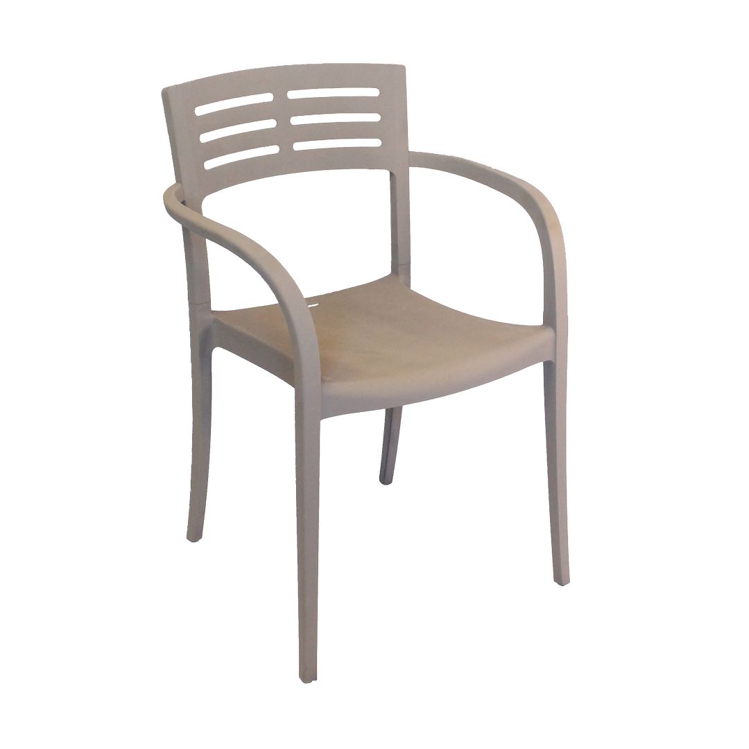 Chaise en résine avec appuis-bras Vogue - Taupe