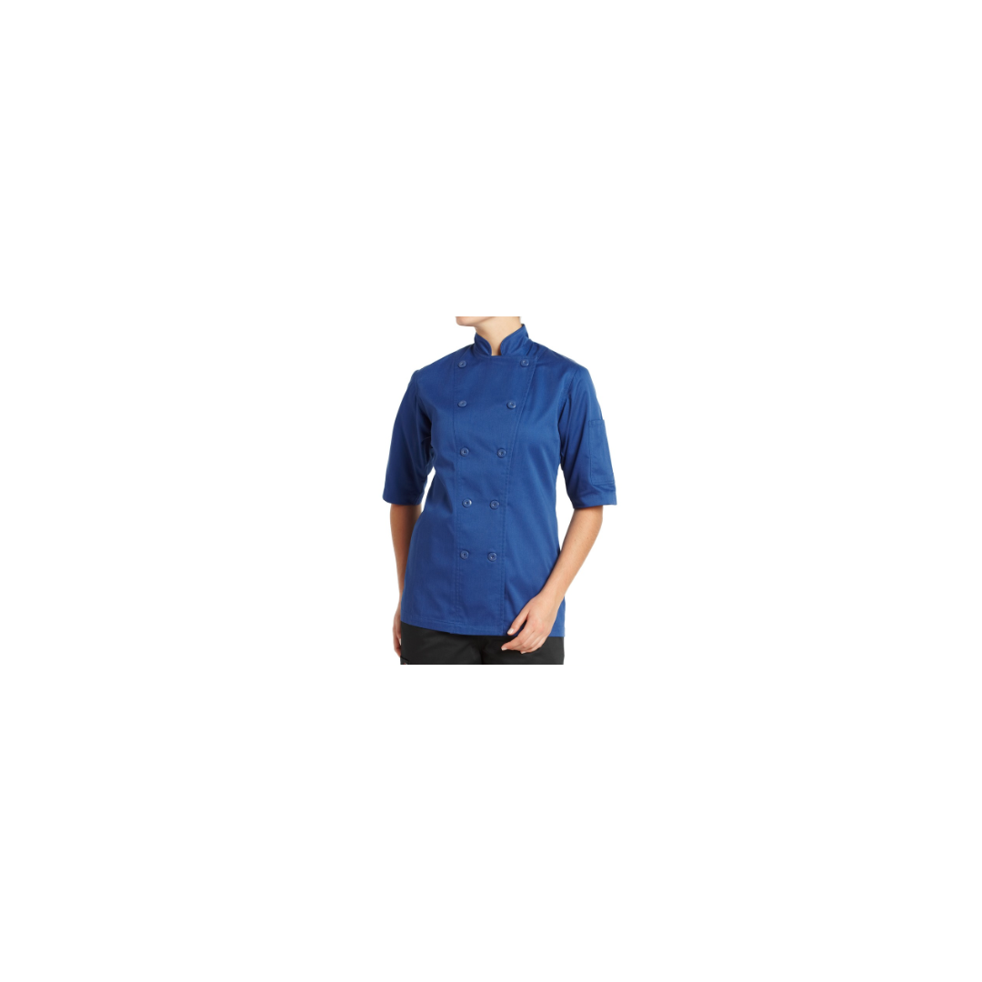 Veste de Chef Gusto pour Femme/ Manche Courte - Bleu Cobalt (Medium)