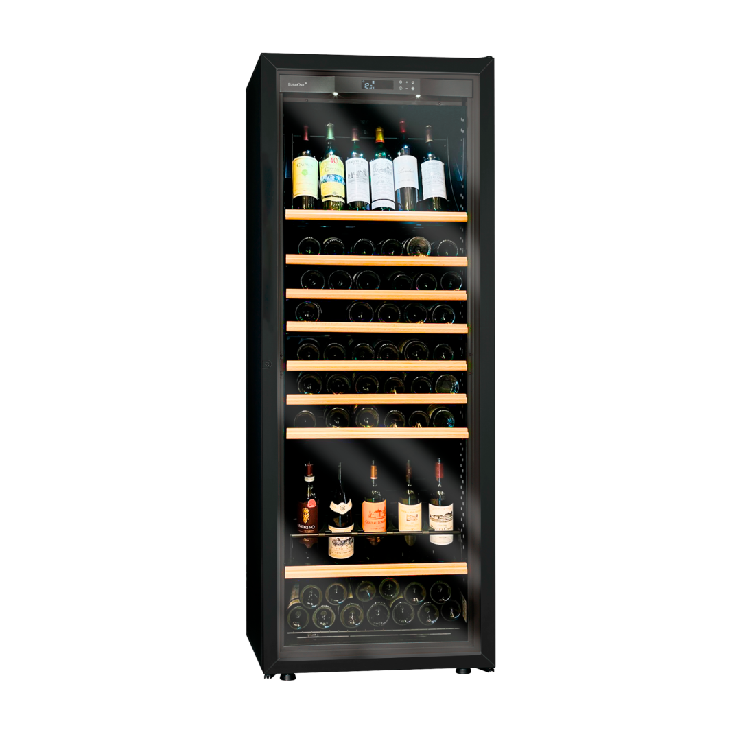 Cellier La Première 1 température, 1 porte vitrée avec cadre noir - 138 bouteilles