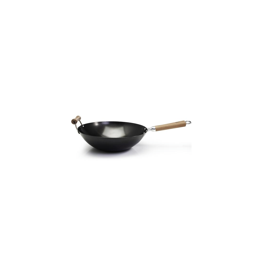 Wok antiadhésif en acier au carbone 14"