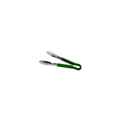 9" Stainless Steel Tongs with Plastic Handle - Green