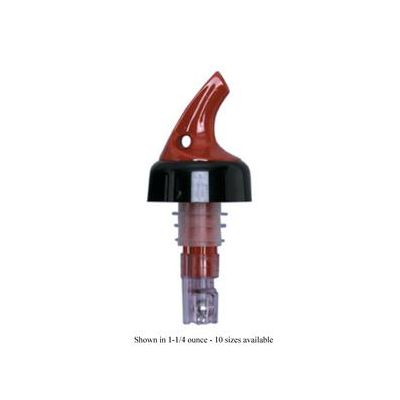 1-1/4 oz Controlled Flow Plastic Pourer with Collar (12/ pack) - Red