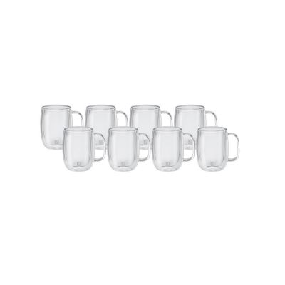 Set of Eight Double Walled Glass Mugs - Sorrento