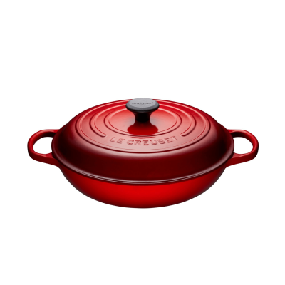 3.5 L Enamelled Cast Iron Braizer with Lid - Cherry