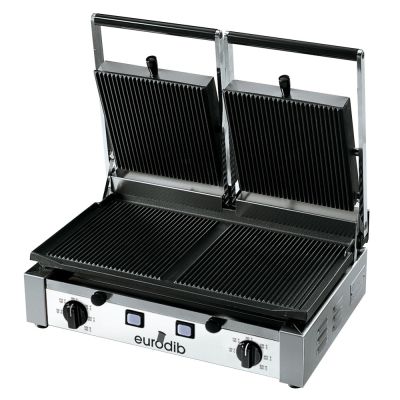 PD Series Ribbed Double Panini Grill - 3000 W