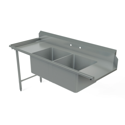 72" x 30" Soiled Dish Table, 2 Compartments - Left of Dishwasher