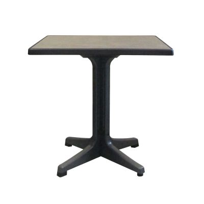 32" Omega Square Outdoor Table - Metal Brushed and Charcoal