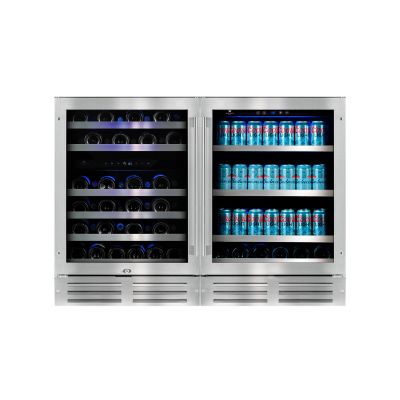 Built-in Cellar, 3 Zones, 2 Glass Doors with S/S Frame - 46 bottles and 152 cans