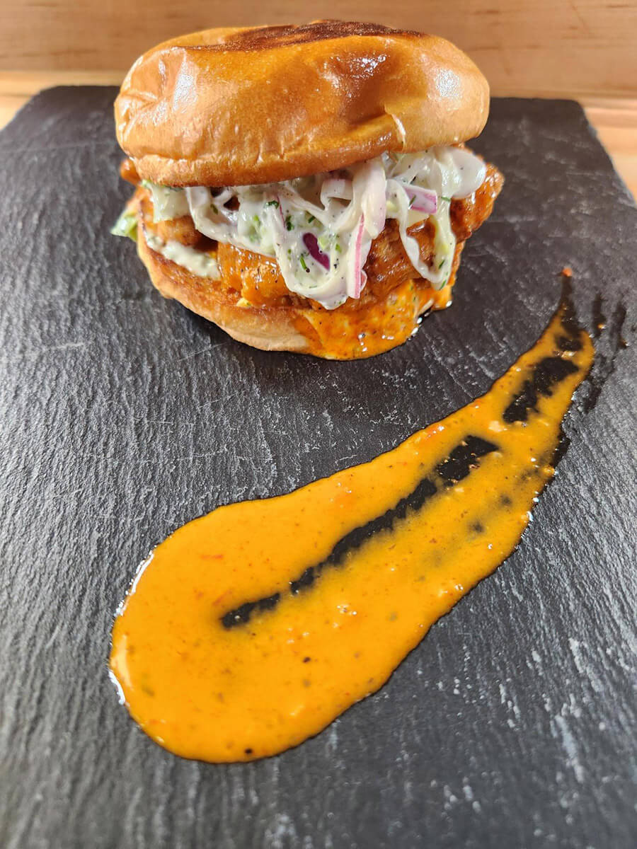 Fried Chicken Burger with Piri Piri Sauce